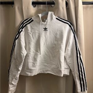 Adidas White Pullover with Black Stripes
